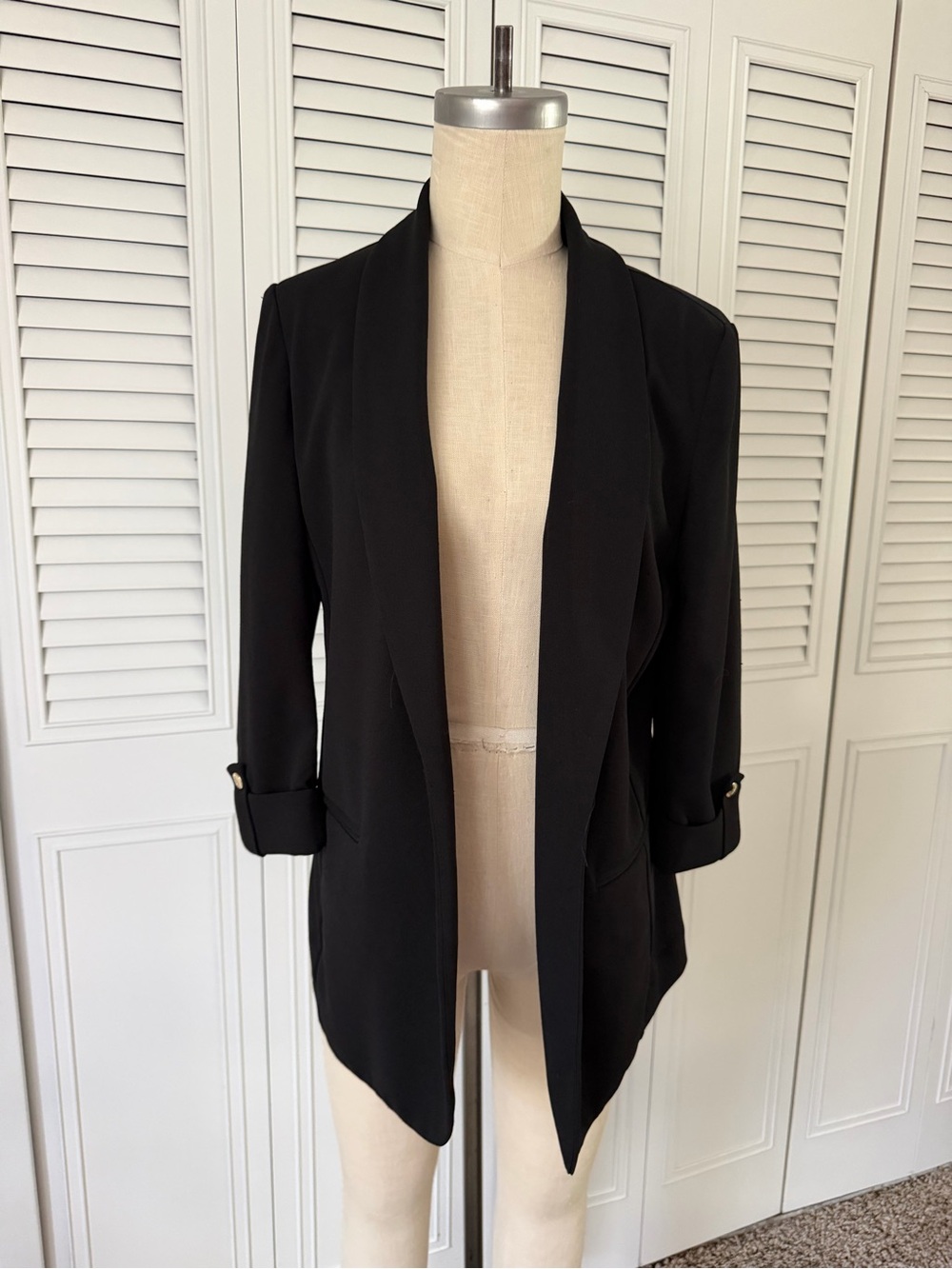 Anne Klein Black Open-Front Draped Blazer